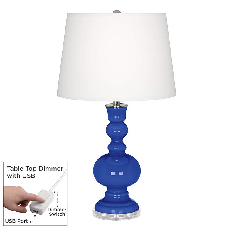 Image 1 Color Plus Apothecary 30" Dazzling Blue Table Lamp with USB Dimmer