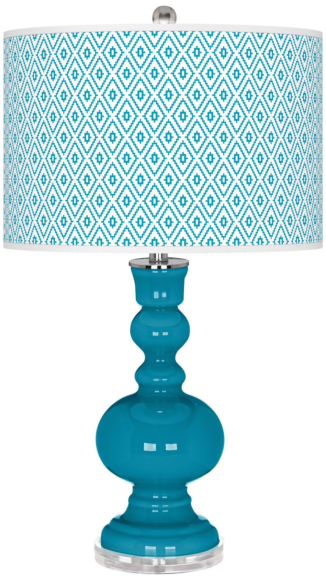 Image Color Plus Apothecary 30" Diamonds Shade Caribbean Sea Blue Table Lamp
