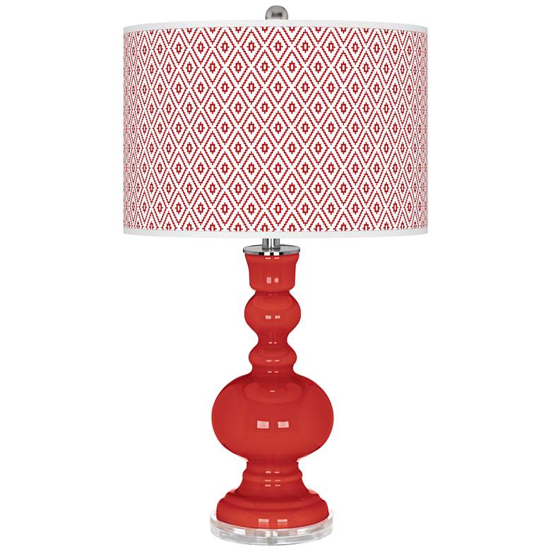 Image 1 Color Plus Apothecary 30" Diamonds Shade Cherry Tomato Red Table Lamp