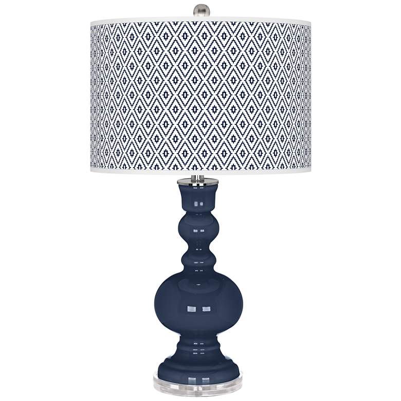 Image 1 Color Plus Apothecary 30" Diamonds Shade Naval Blue Table Lamp