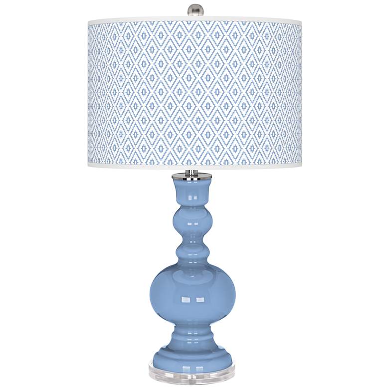 Image 1 Color Plus Apothecary 30" Diamonds Shade Placid Blue Table Lamp