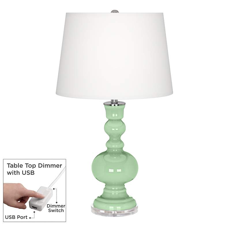 Image 1 Color Plus Apothecary 30" Flower Stem Green Table Lamp with USB Dimmer