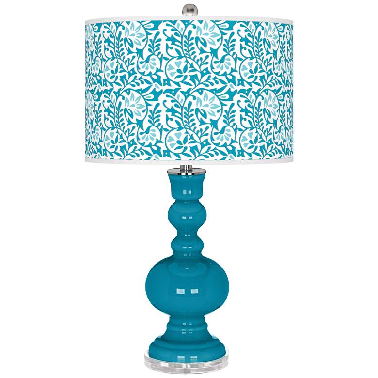 Image 1 Color Plus Apothecary 30" Gardenia Shade Caribbean Sea Blue Table Lamp