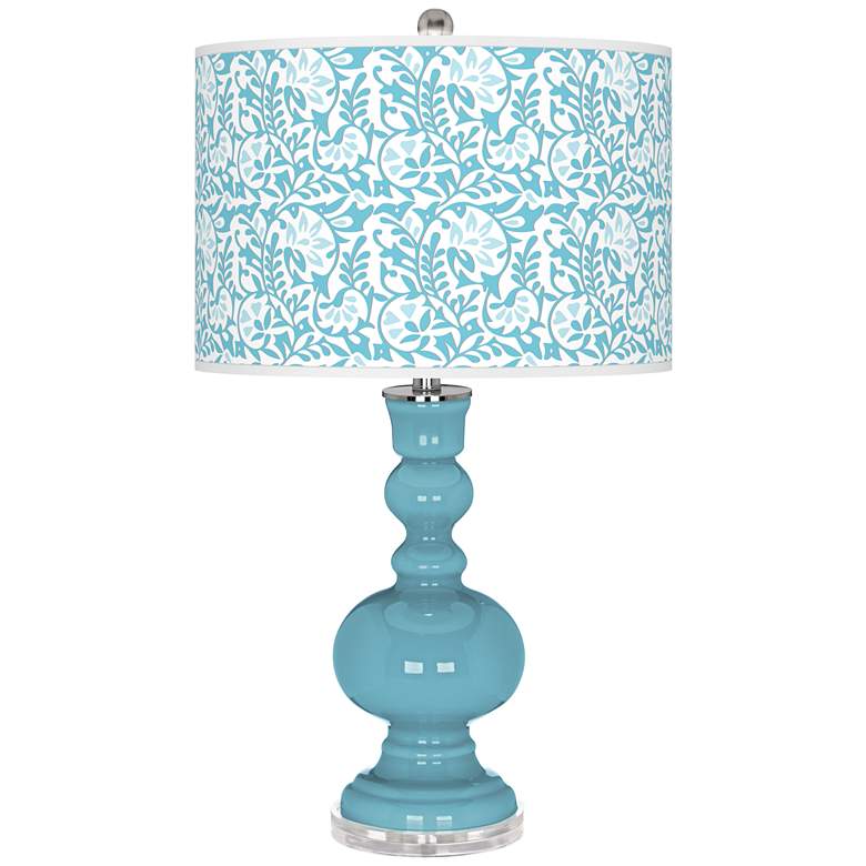 Image 1 Color Plus Apothecary 30" Gardenia Shade Nautilus Blue Table Lamp