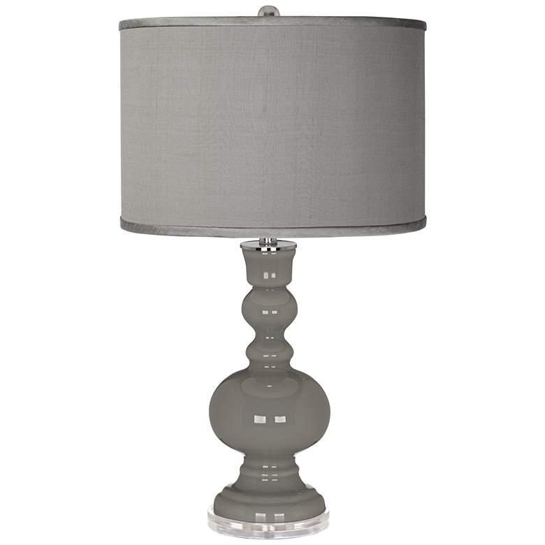 Image 1 Color Plus Apothecary 30 inch Gray Faux Silk and Gauntlet Gray Table Lamp
