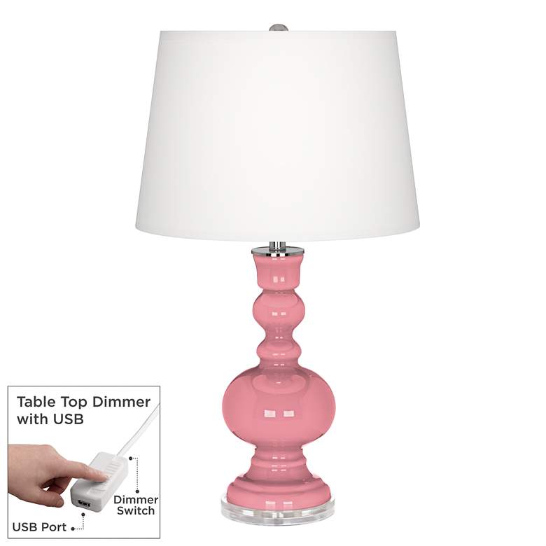 Image 1 Color Plus Apothecary 30 inch Haute Pink Table Lamp with Dimmer