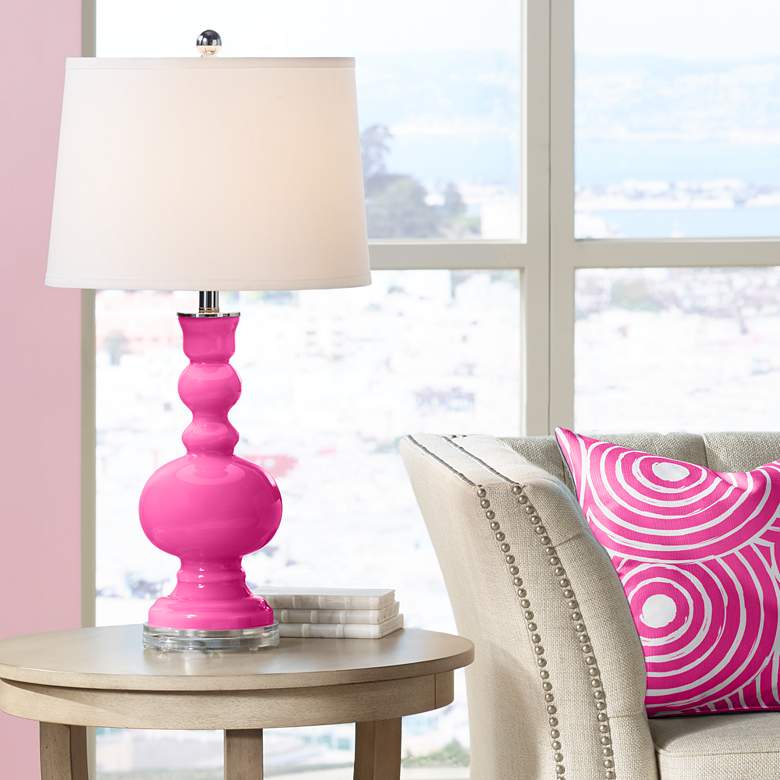 Image 1 Color Plus Apothecary 30" High Fuchsia Pink Glass Table Lamp