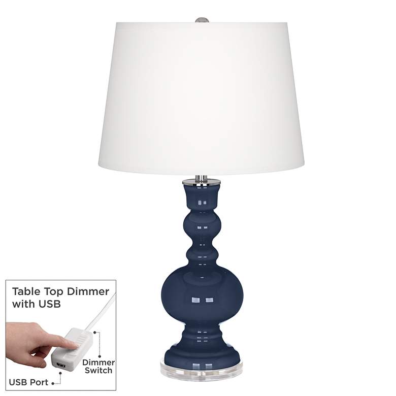 Image 1 Color Plus Apothecary 30" High Naval Blue Table Lamp with USB Dimmer