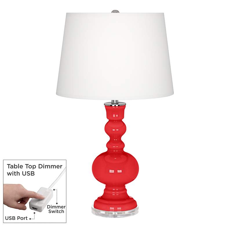 Image 1 Color Plus Apothecary 30" High Poppy Red Table Lamp with USB Dimmer