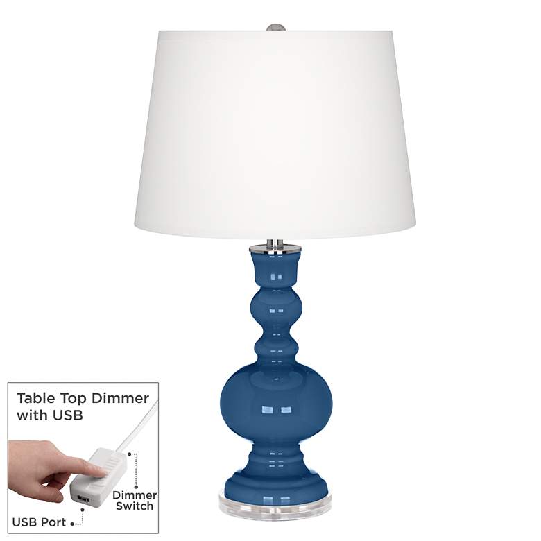 Image 1 Color Plus Apothecary 30" High Regatta Blue Table Lamp with Dimmer