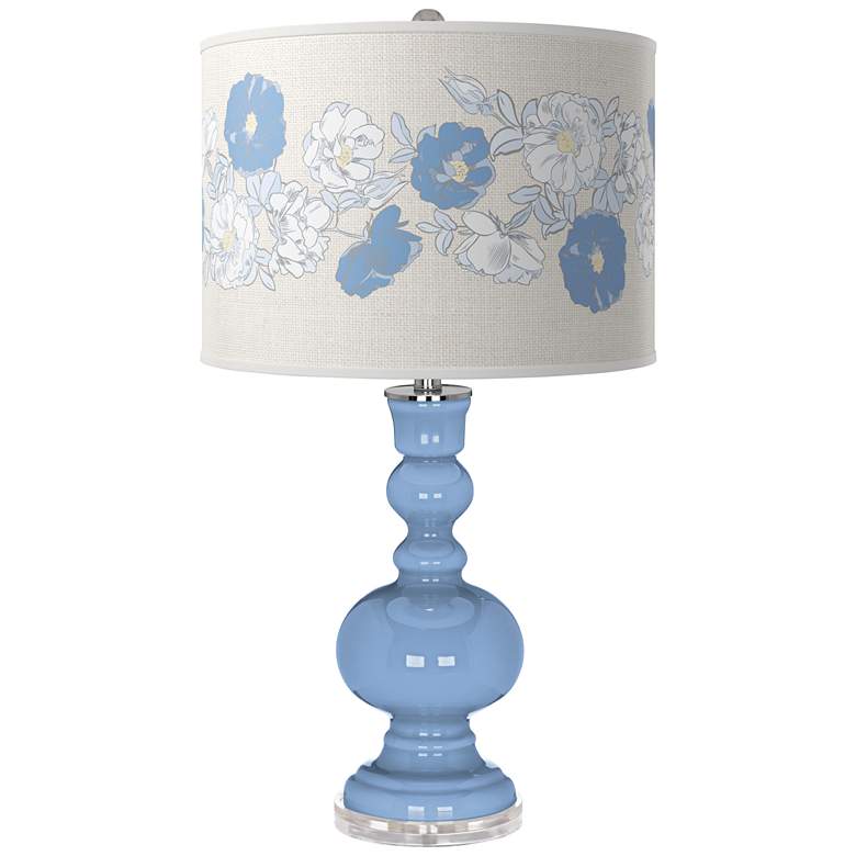 Image 1 Color Plus Apothecary 30 inch High Rose Bouquet and Placid Blue Table Lamp