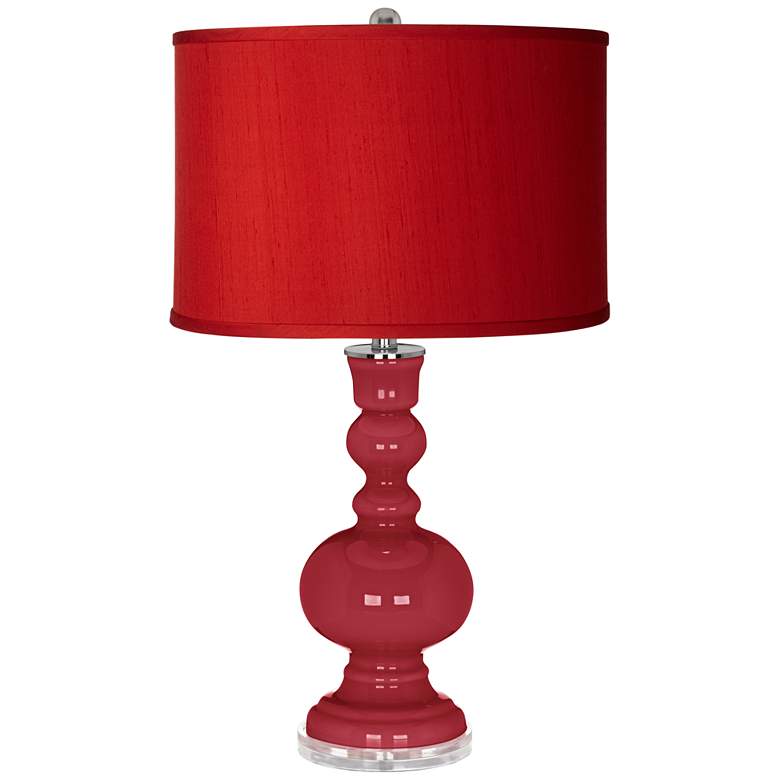 Image 1 Color Plus Apothecary 30" High Silk Shade Samba Red Table Lamp