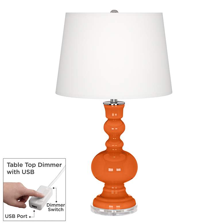 Image 1 Color Plus Apothecary 30" Invigorate Orange Table Lamp with USB Dimmer