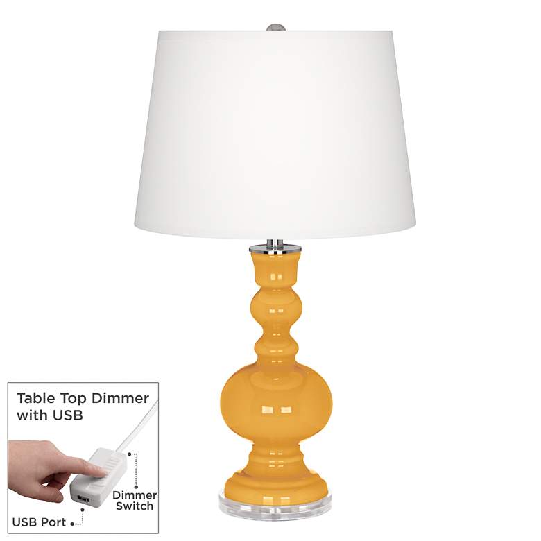 Image 1 Color Plus Apothecary 30" Marigold Yellow Table Lamp with USB Dimmer