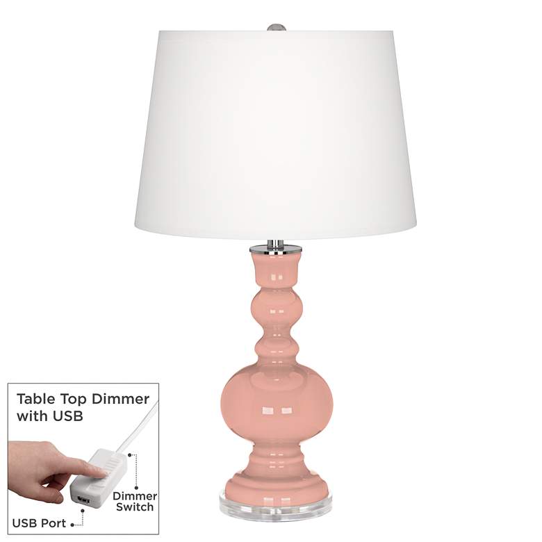 Image 1 Color Plus Apothecary 30" Mellow Coral Pink Table Lamp with USB Dimmer