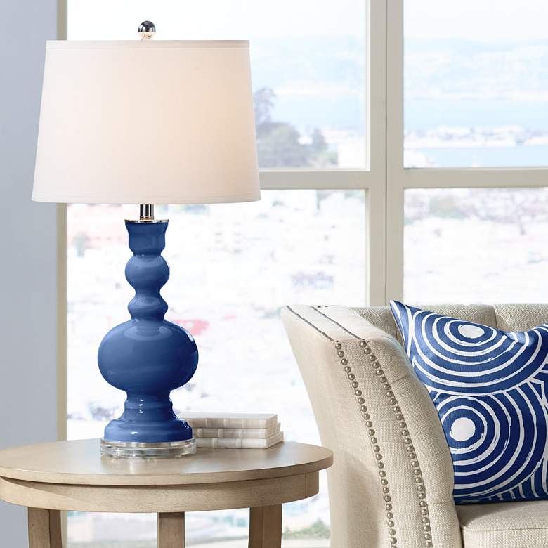 Image 1 Color Plus Apothecary 30" Monaco Blue Glass Table Lamp