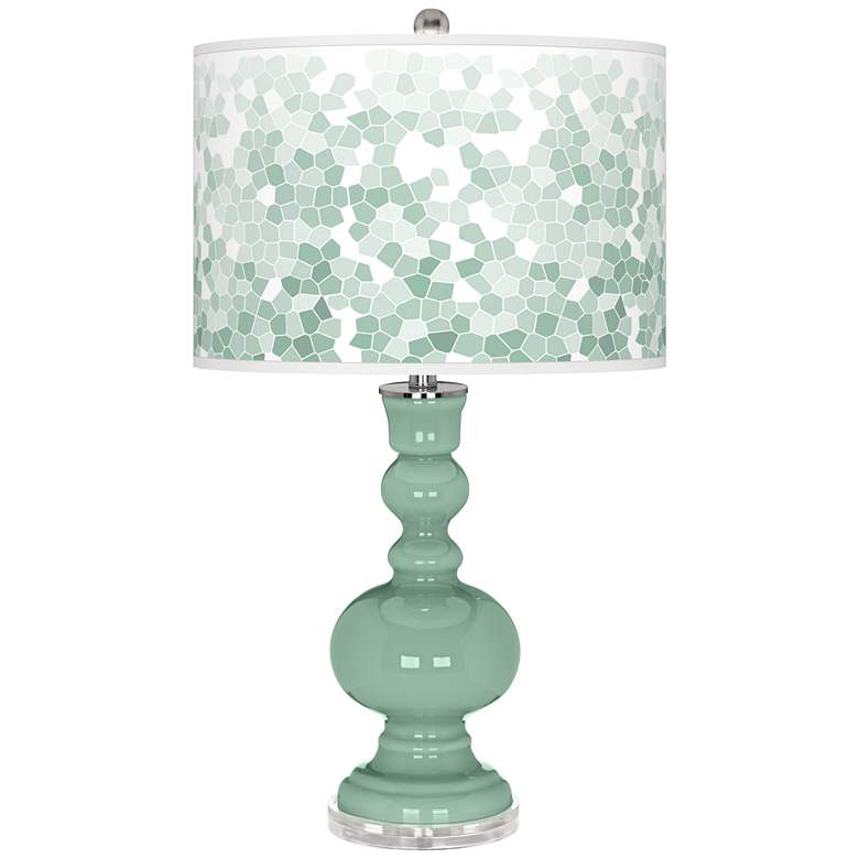 Image 1 Color Plus Apothecary 30 inch Mosaic Shade Grayed Jade Green Table Lamp