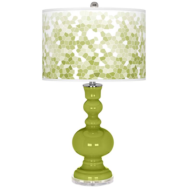 Image 1 Color Plus Apothecary 30 inch Mosaic Shade Parakeet Green Table Lamp
