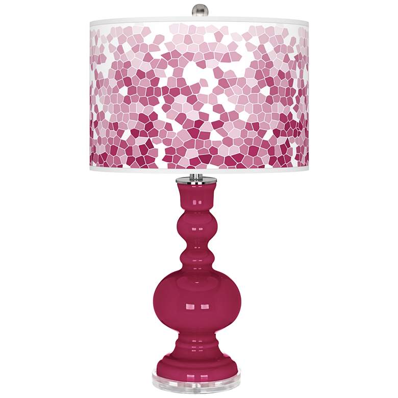 Image 1 Color Plus Apothecary 30" Mosaic Shade Vivacious Pink Table Lamp