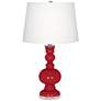 Color Plus Apothecary 30" Ribbon Red Glass Table Lamp in scene