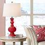Color Plus Apothecary 30" Ribbon Red Glass Table Lamp in scene