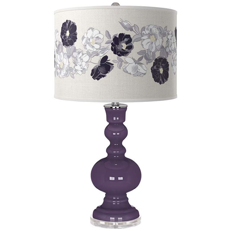 Image 1 Color Plus Apothecary 30 inch Rose Bouquet and Quixotic Plum Table Lamp