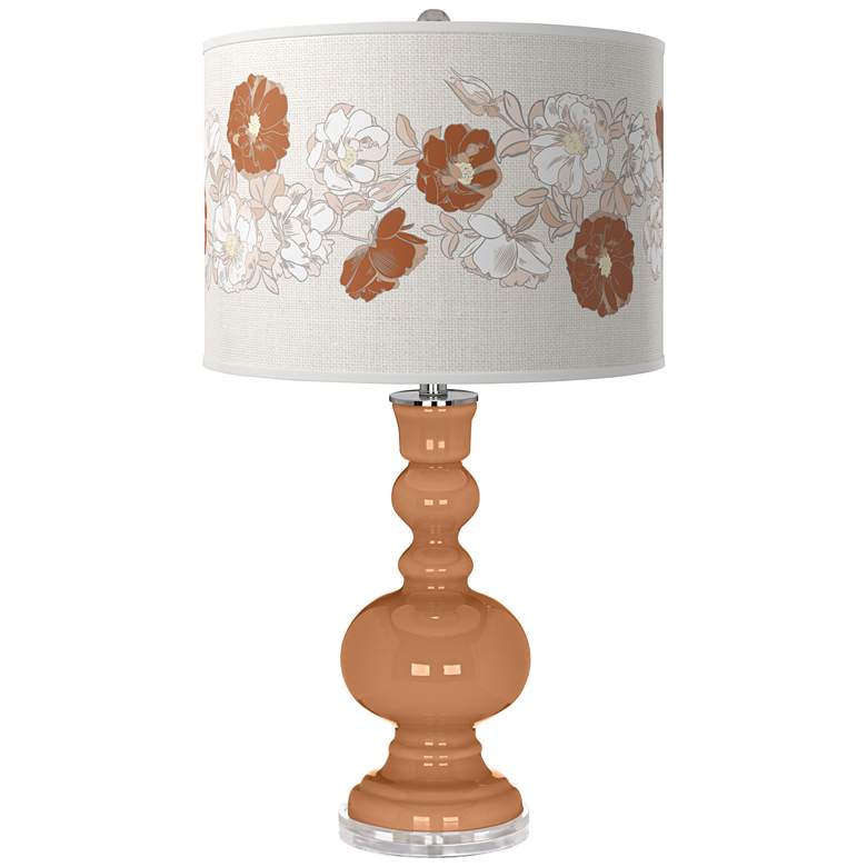 Image 1 Color Plus Apothecary 30 inch Rose Bouquet Burnt Almond Table Lamp