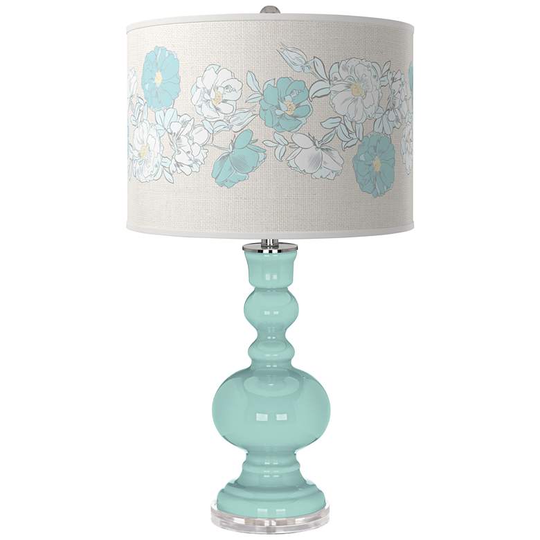 Image 1 Color Plus Apothecary 30" Rose Bouquet Cay Blue Table Lamp
