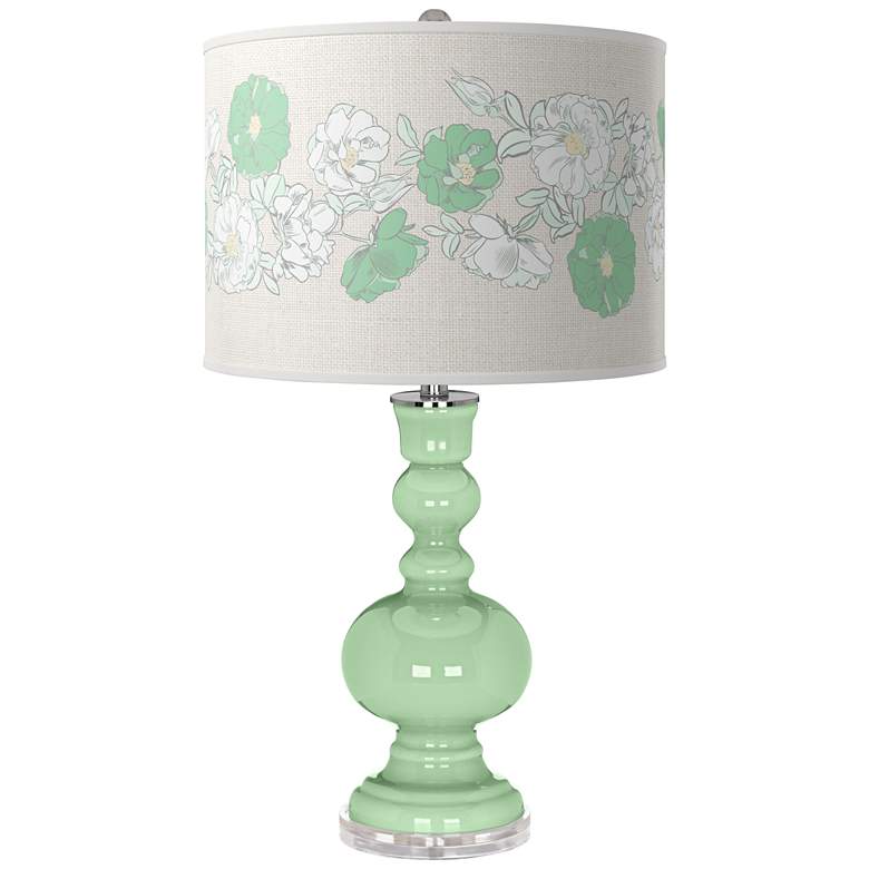 Image 1 Color Plus Apothecary 30" Rose Bouquet Flower Stem Green Table Lamp