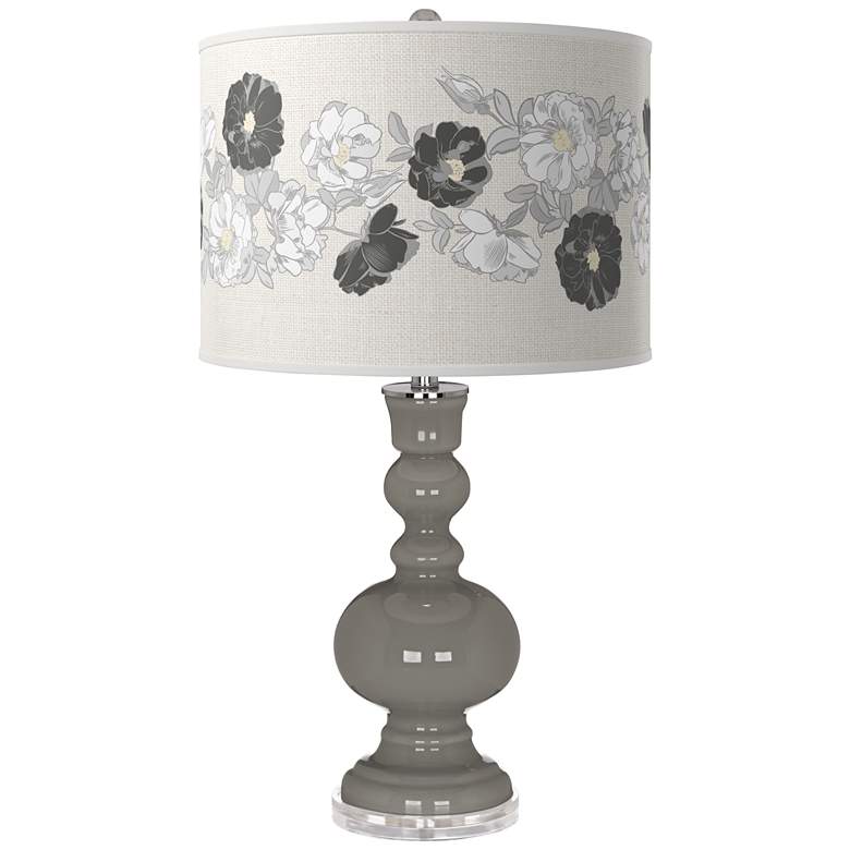 Image 1 Color Plus Apothecary 30 inch Rose Bouquet Gauntlet Gray Table Lamp
