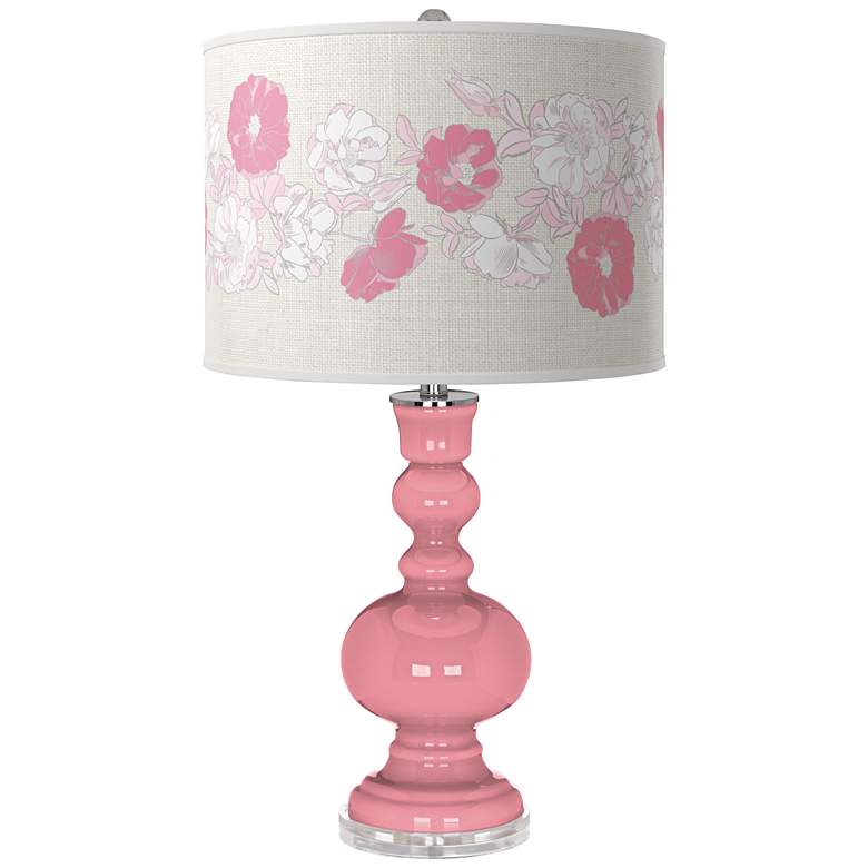 Image 1 Color Plus Apothecary 30 inch Rose Bouquet Haute Pink Table Lamp
