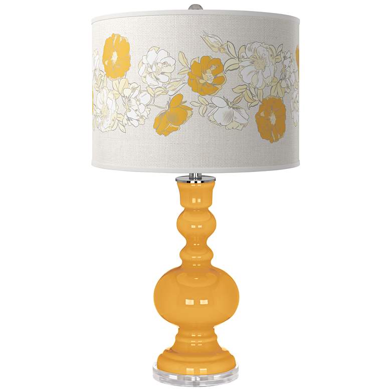 Image 1 Color Plus Apothecary 30" Rose Bouquet Marigold Yellow Table Lamp