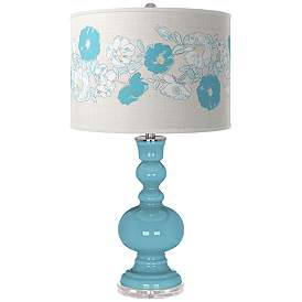 Image1 of Color Plus Apothecary 30" Rose Bouquet Nautilus Blue Table Lamp