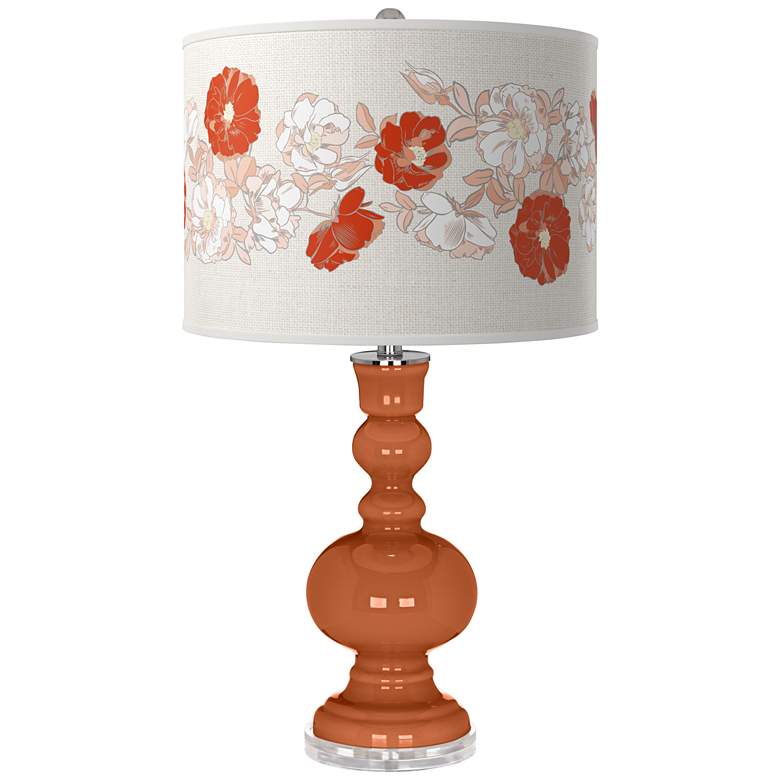 Image 1 Color Plus Apothecary 30" Rose Bouquet Robust Orange Table Lamp