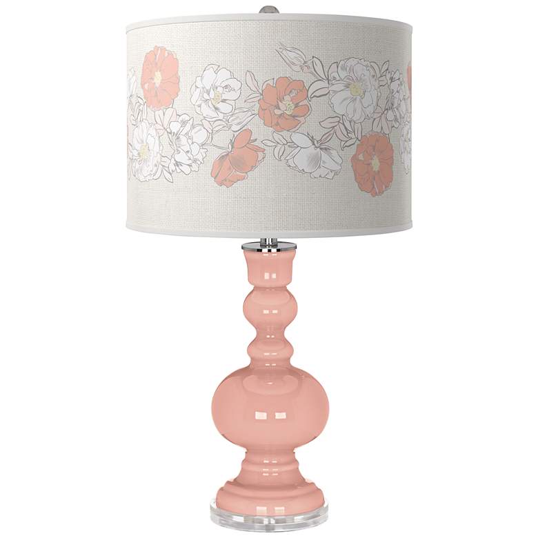 Image 1 Color Plus Apothecary 30 inch Rose Bouquet Rustique Pink Table Lamp