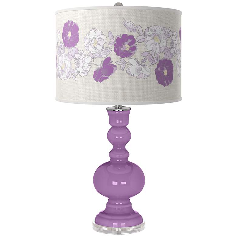 Image 1 Color Plus Apothecary 30" Rose Bouquet Shade African Violet Table Lamp