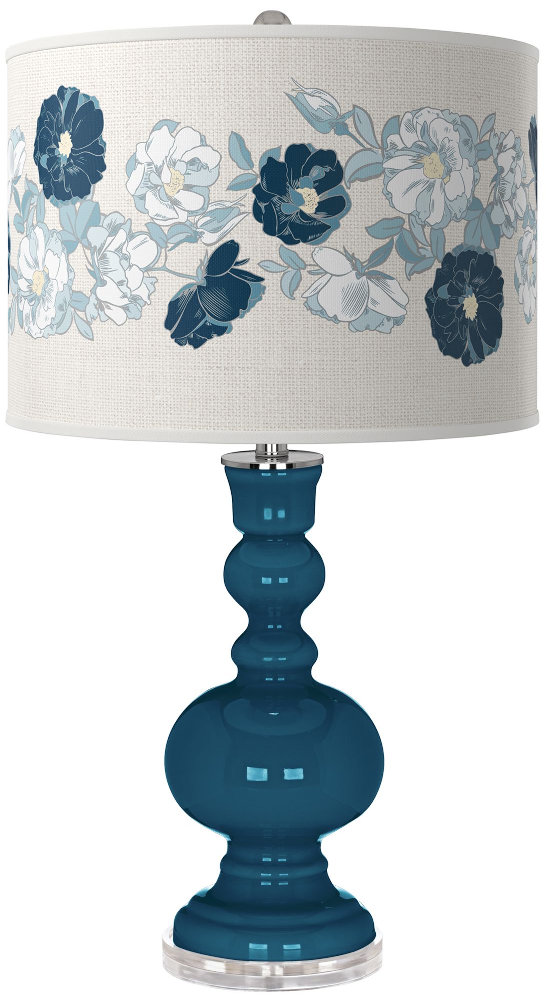 Image Color Plus Apothecary 30" Rose Bouquet Shade Oceanside Blue Table Lamp