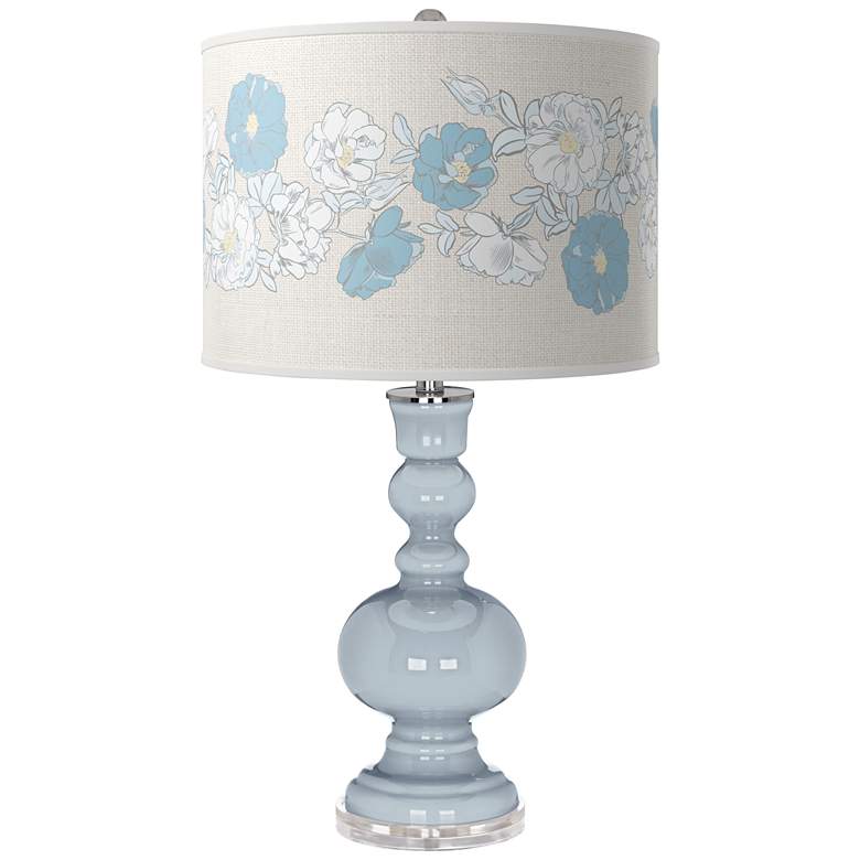 Image 1 Color Plus Apothecary 30" Rose Bouquet Take Five Blue Table Lamp