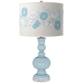 Image1 of Color Plus Apothecary 30" Rose Bouquet Vast Sky Blue Table Lamp