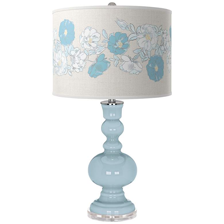 Image 1 Color Plus Apothecary 30" Rose Bouquet Vast Sky Blue Table Lamp