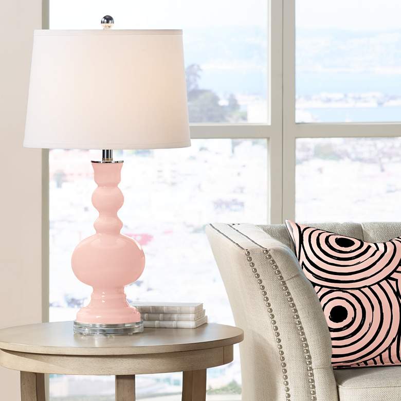 Image 1 Color Plus Apothecary 30" Rose Pink Glass Table Lamp