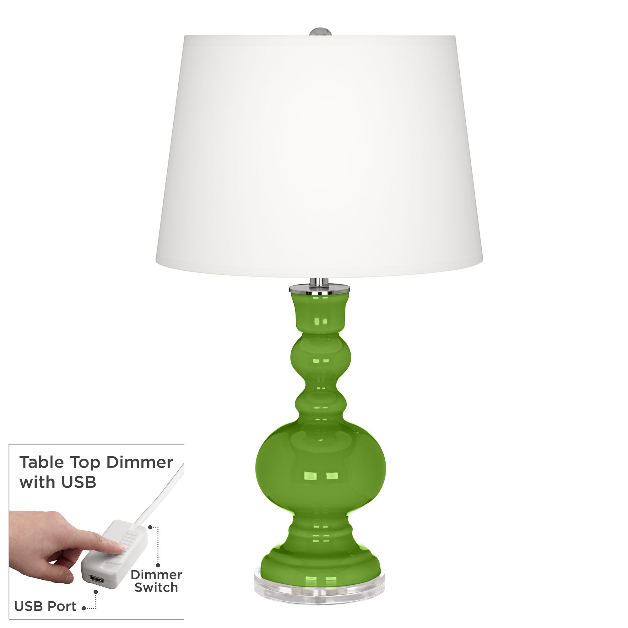 Image Color Plus Apothecary 30" Rosemary Green Table Lamp with USB Dimmer
