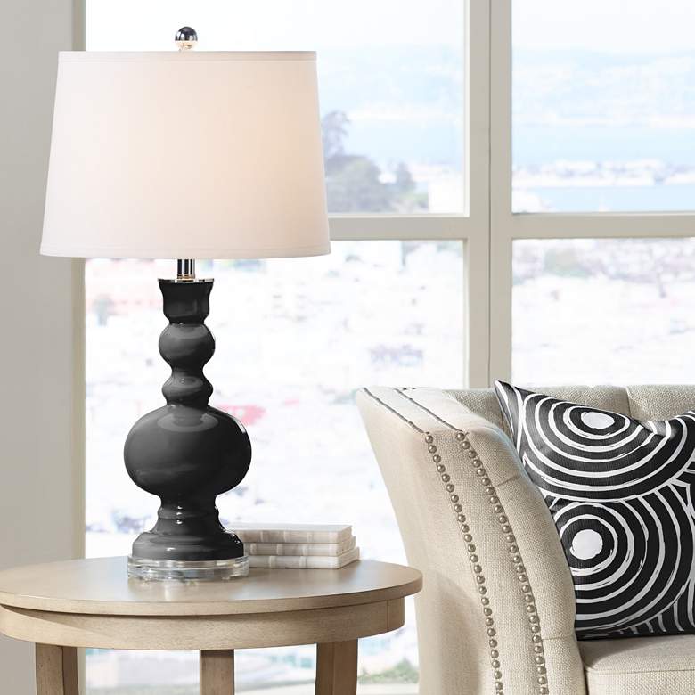 Image 1 Color Plus Apothecary 30 inch Tricorn Black Glass Table Lamp