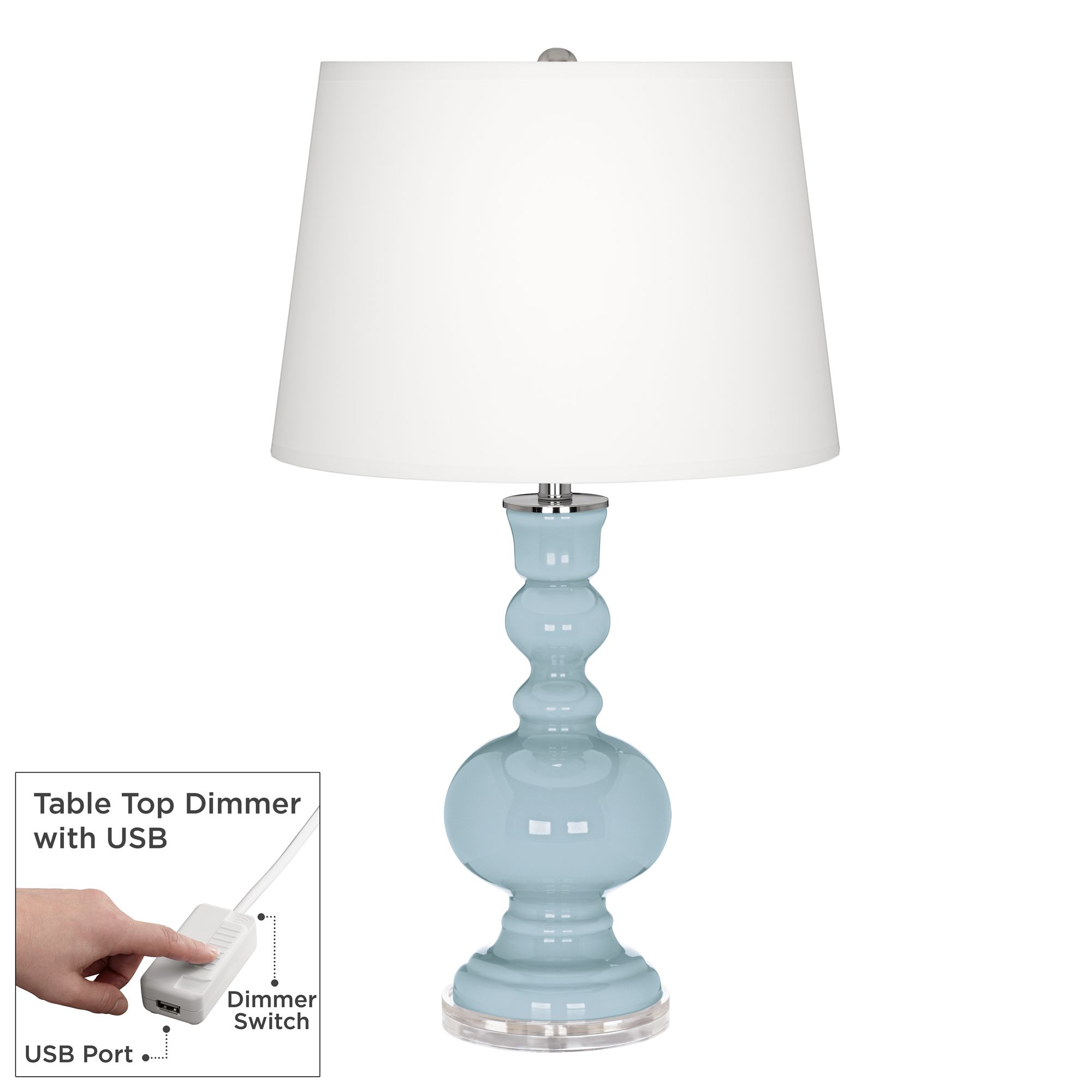 Image Color Plus Apothecary 30" Vast Sky Blue Table Lamp with USB Dimmer