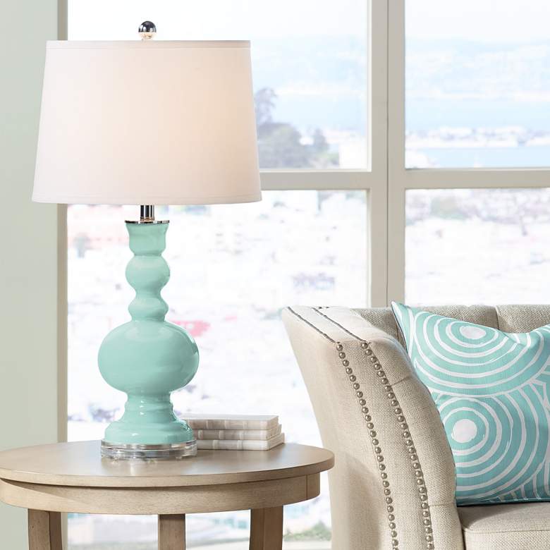Image 1 Color Plus Apothecary 30" White Shade Cay Blue Table Lamp