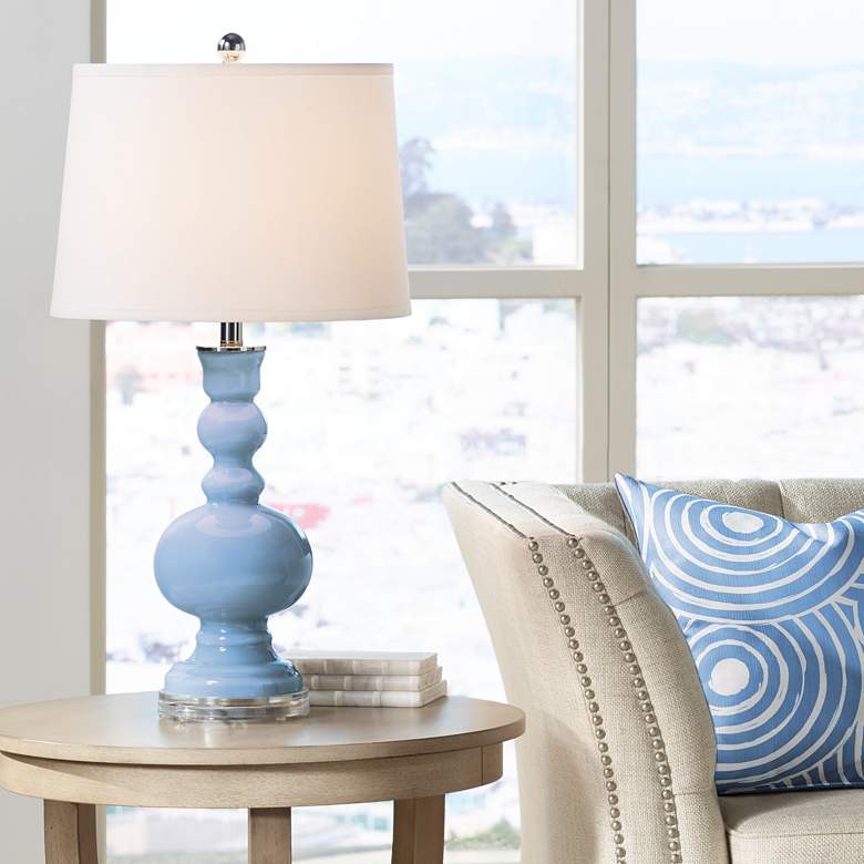 Image 1 Color Plus Apothecary 30" White Shade Placid Blue Table Lamp