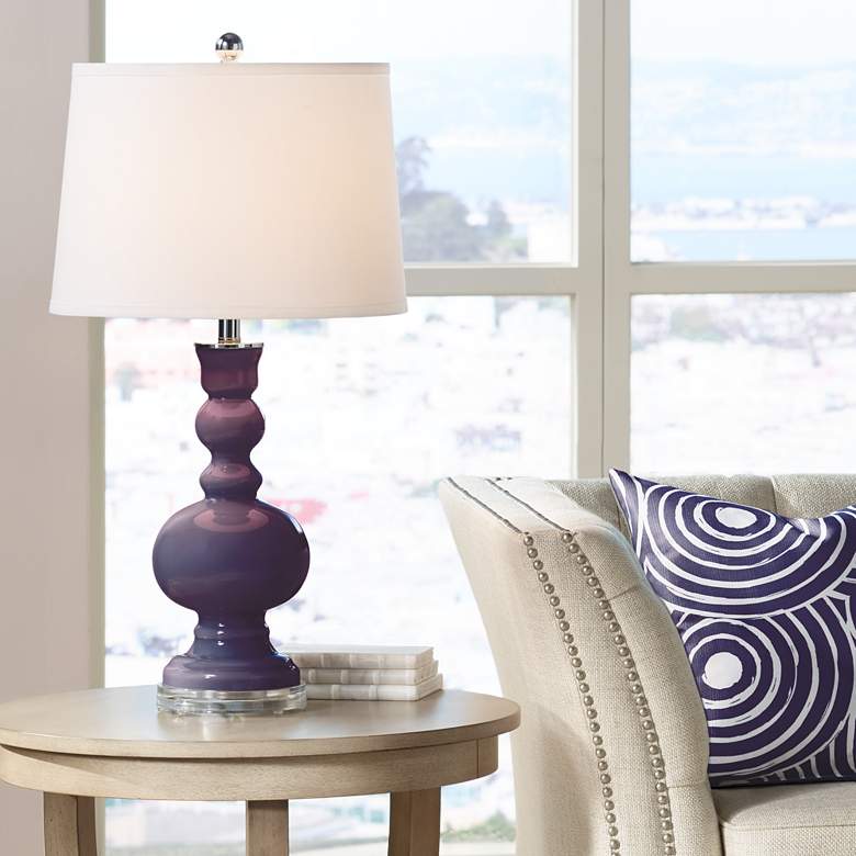 Image 1 Color Plus Apothecary 30" White Shade Quixotic Plum Purple Table Lamp