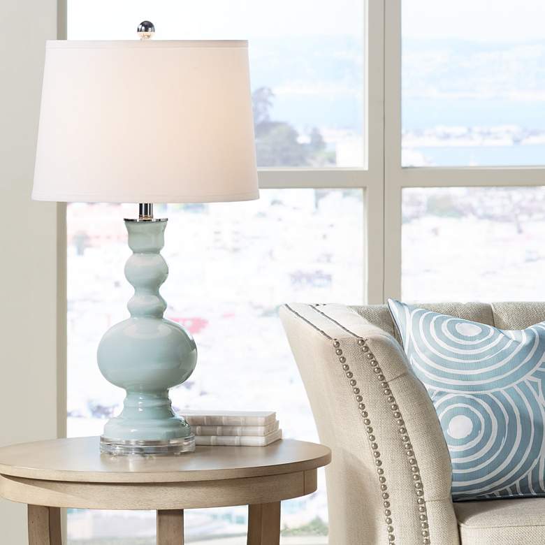 Image 1 Color Plus Apothecary 30" White Shade Rain Blue Table Lamp
