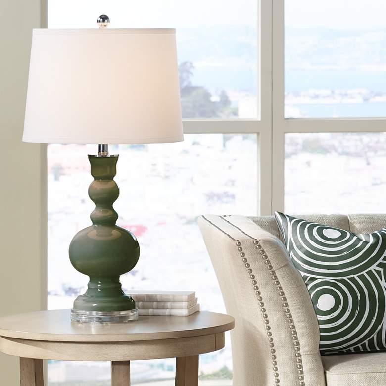 Image 1 Color Plus Apothecary 30" White Shade Secret Garden Green Table Lamp