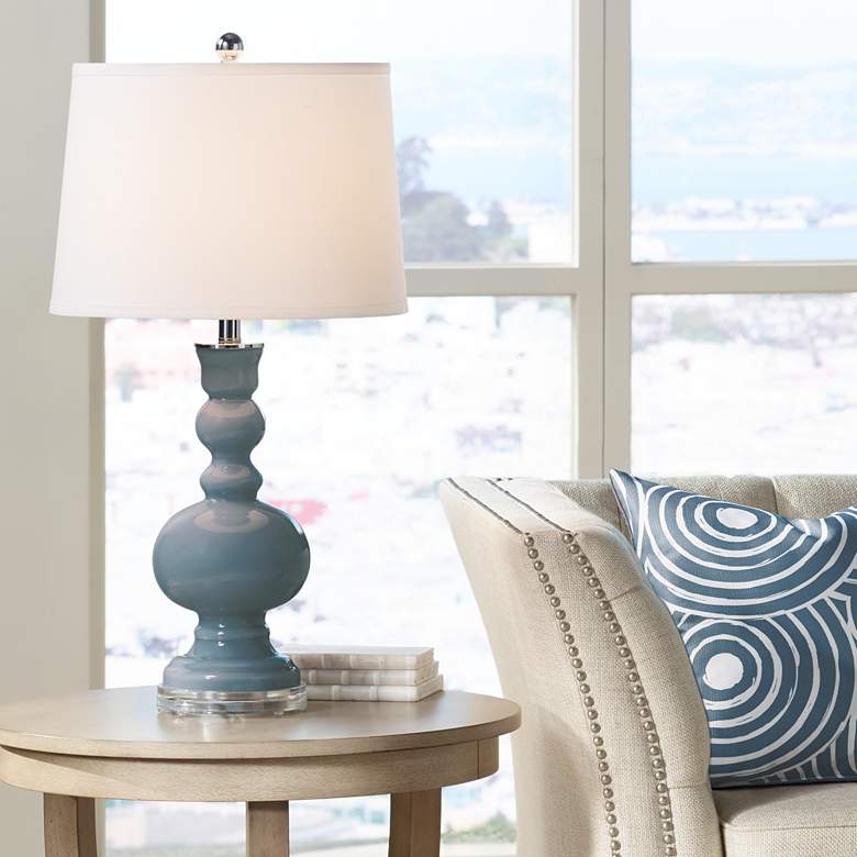 Image 1 Color Plus Apothecary 30" White Shade Smoky Blue Table Lamp